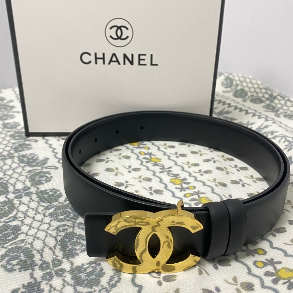 Chanel Women's Black Belt SZ 80